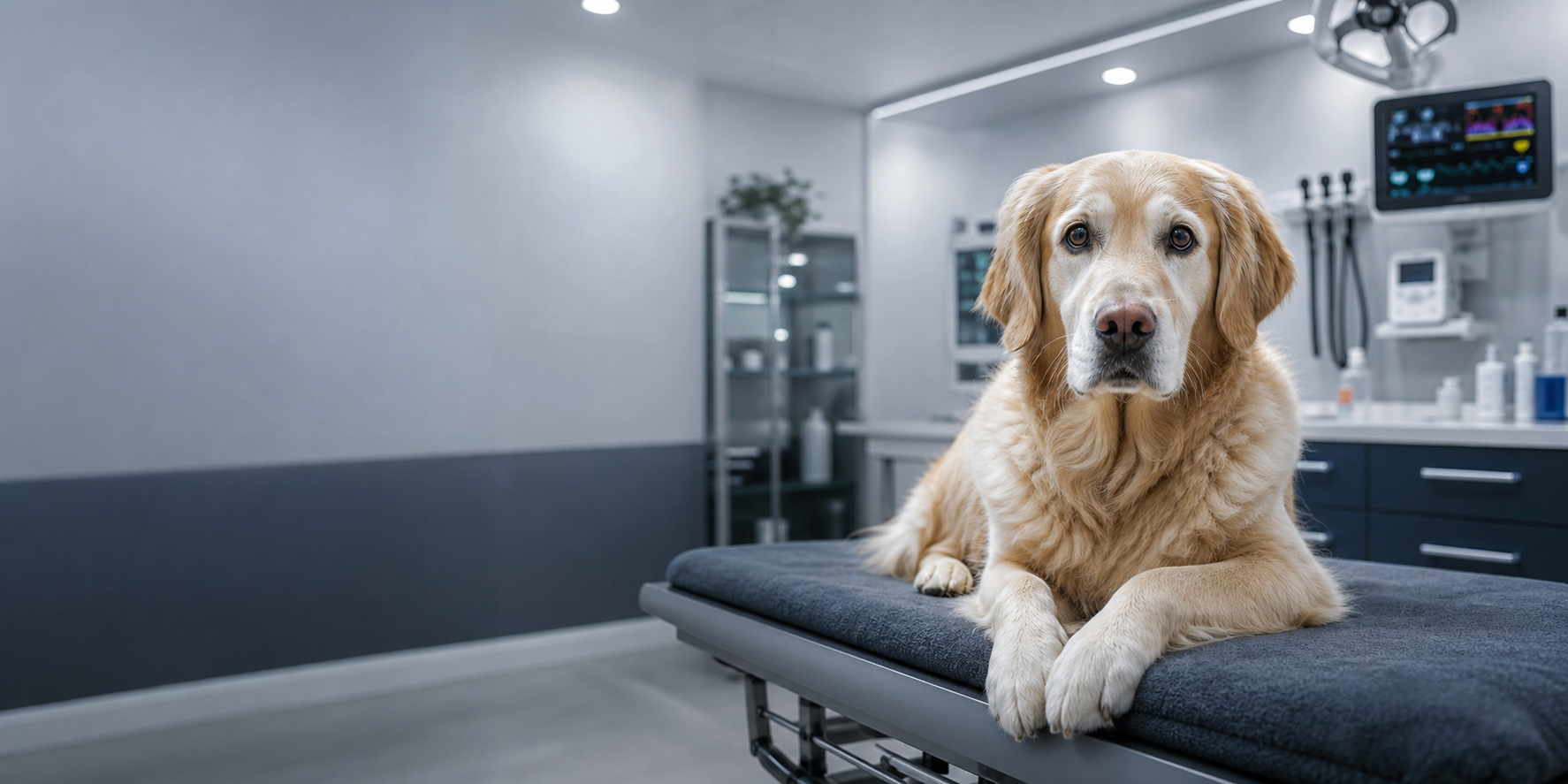 Hund in einer tierärztlichen Notfallambulanz